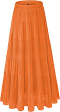 Women's Chiffon White Flowy Maxi Skirt - Boho Elastic Waist NiPaMi