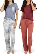 Women's Comfy Pajama Sets 2 Pack - Short & Long Sleeve Loungewear Real