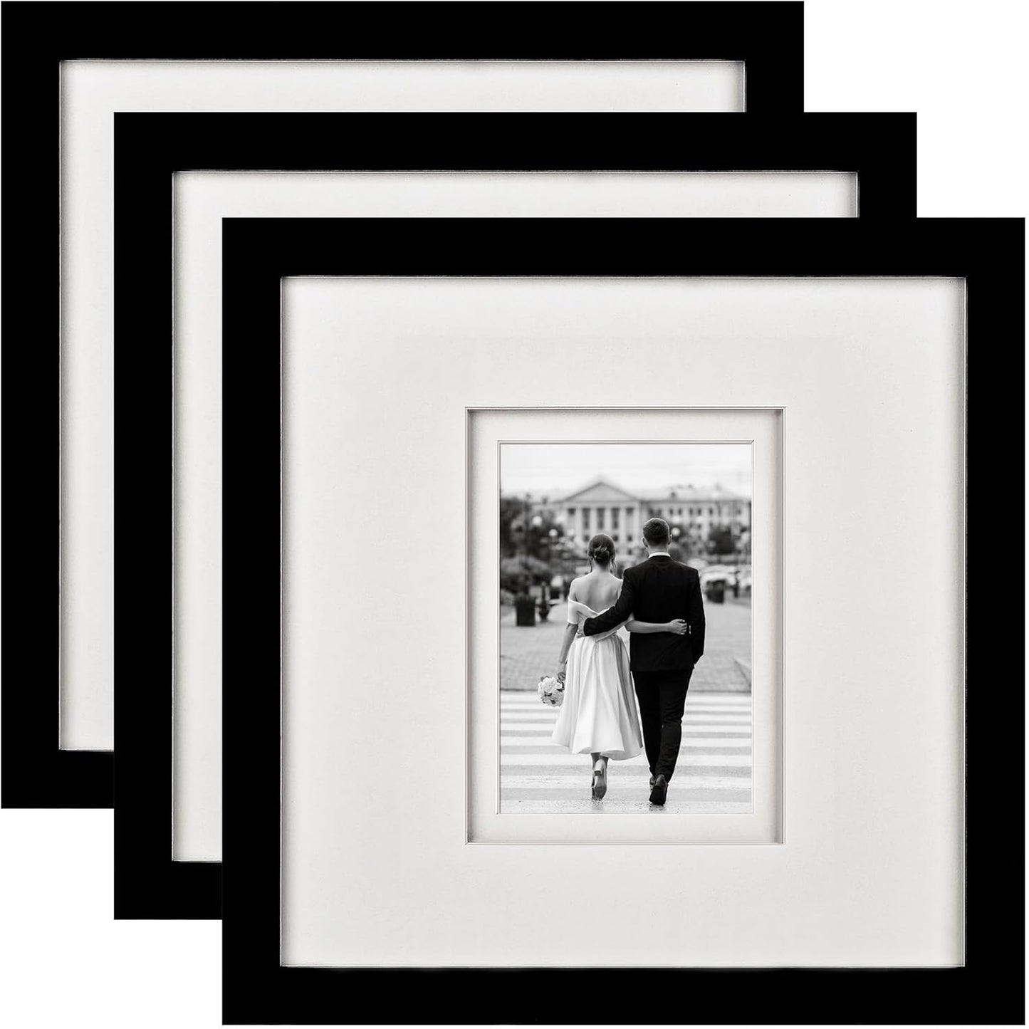 12x12 Square Picture Frame with Double Floating Ivory Mat
