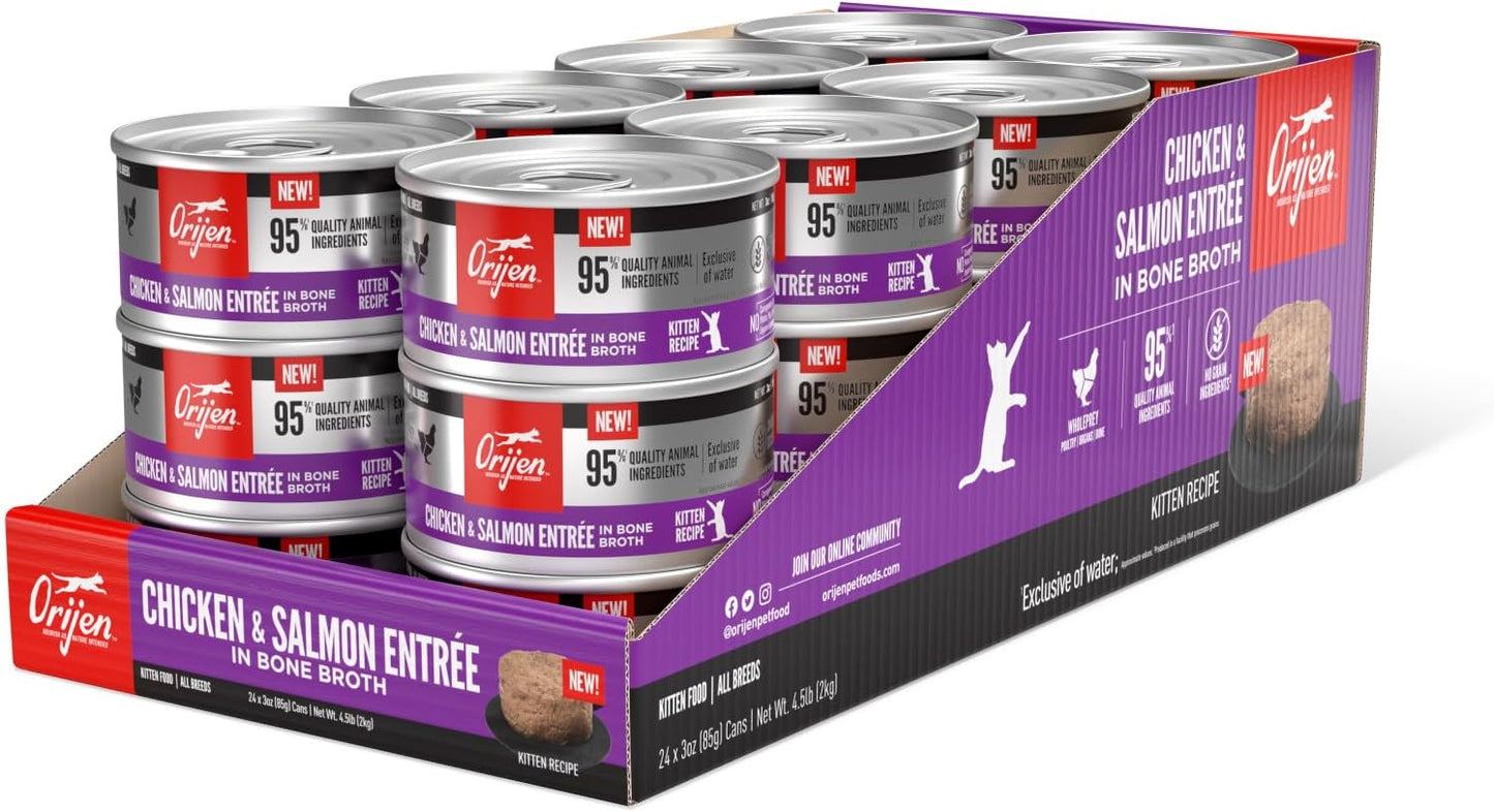 ORIJEN Premium Pate Wet Kitten Food in Bone Broth Chicken & Salmon