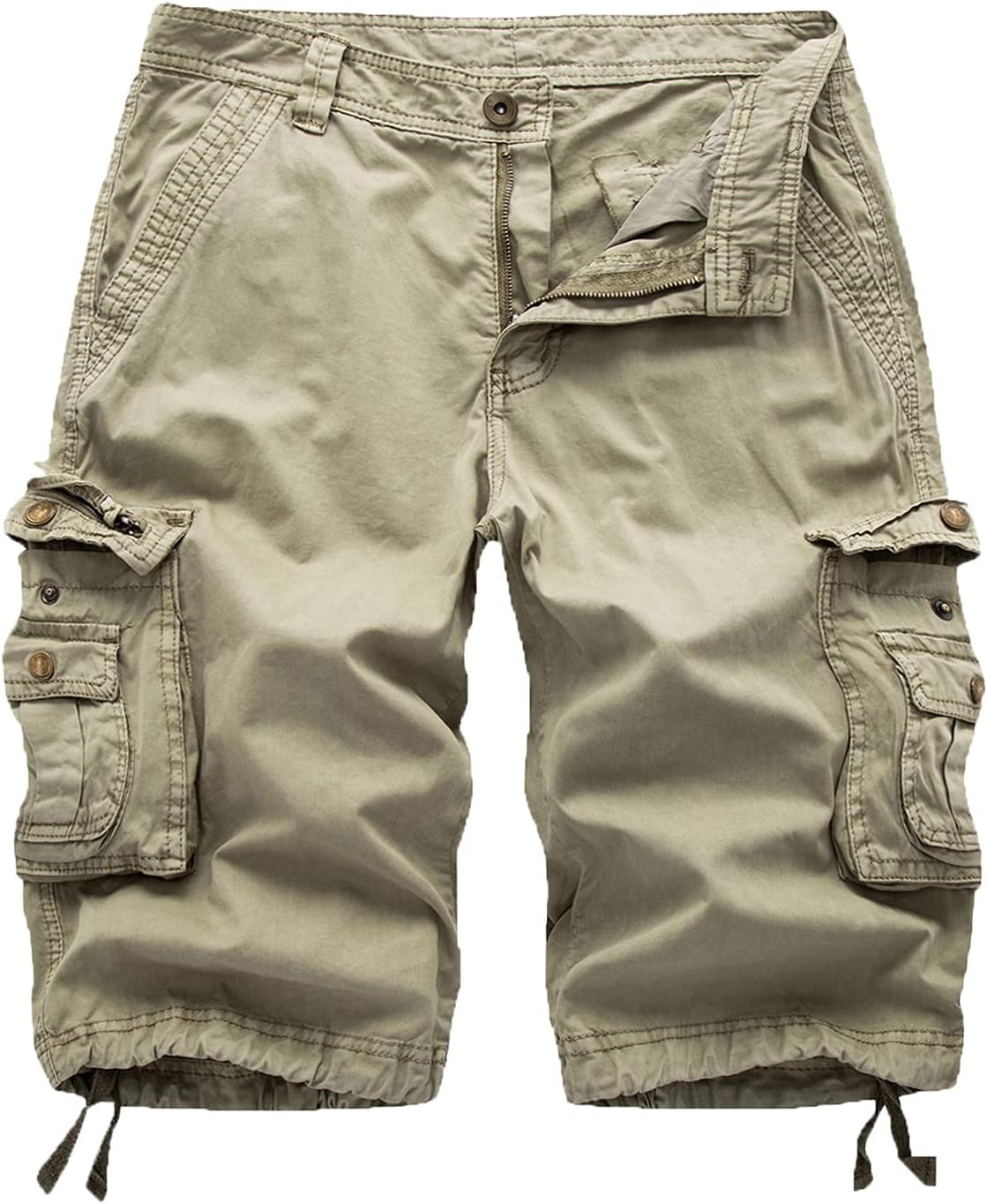 FOURSTEEDS Women's Cotton Zipper Front Multi-Pocket Cargo Shorts