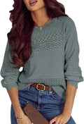 SHEWIN Women's Crochet Pullover Sweater - Lightweight V Neck