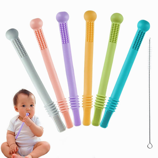 BPA-Free Silicone Teether Tubes - Soothes Baby's Gums