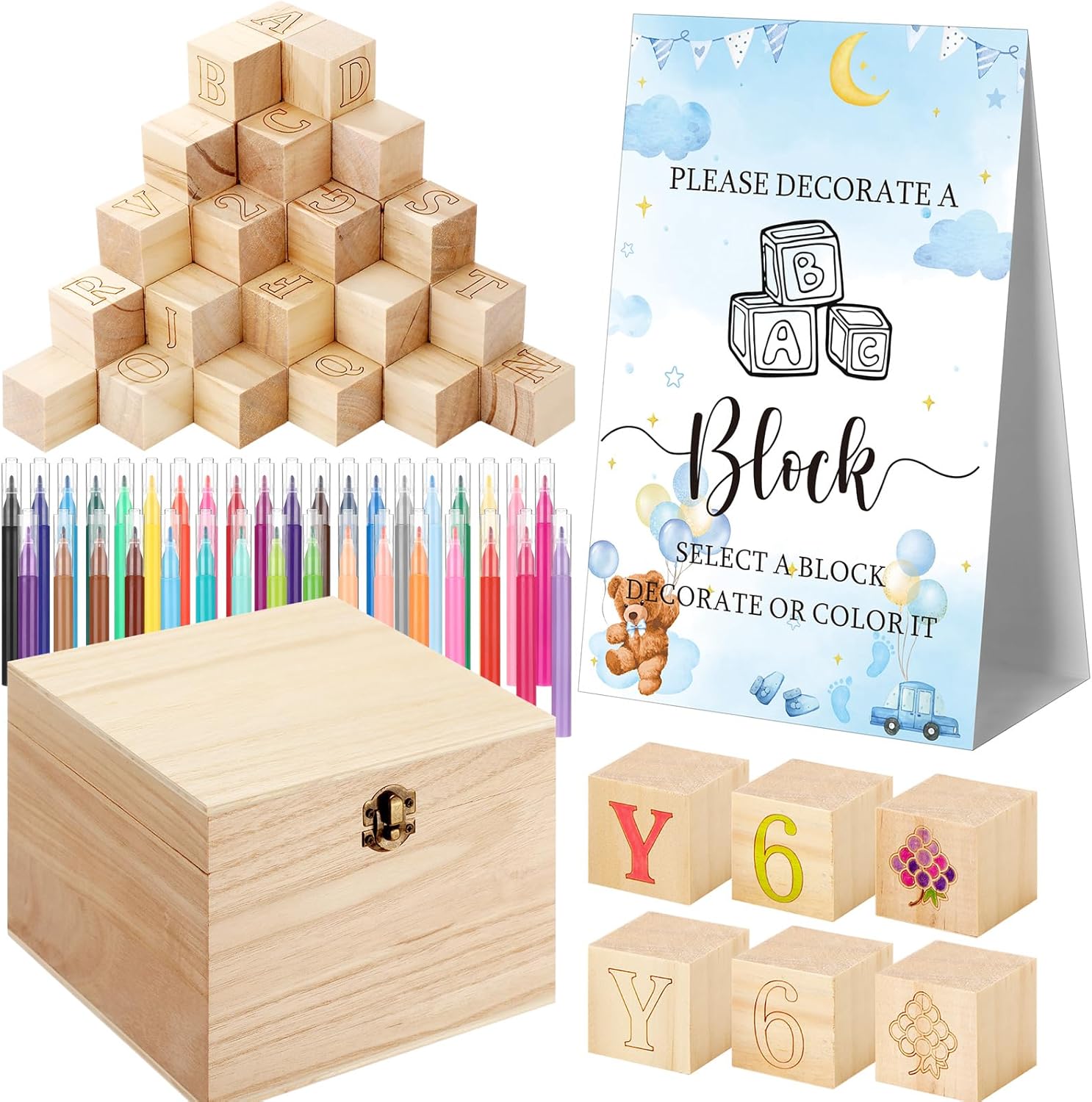 Marsui 136 Pcs Baby Shower Blocks Game Kit for Fun Activities