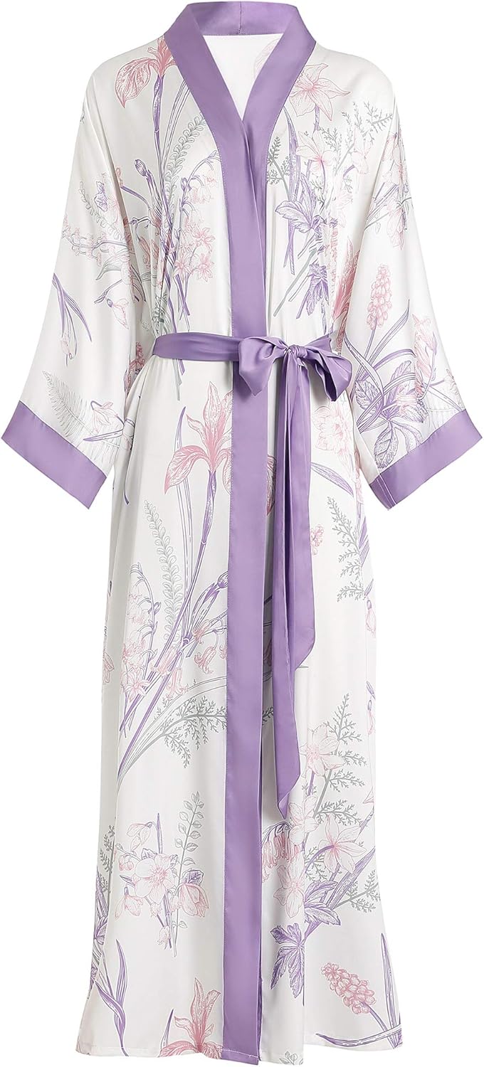 Aensso Long Soft Lightweight Silky Kimonos Robes for Women