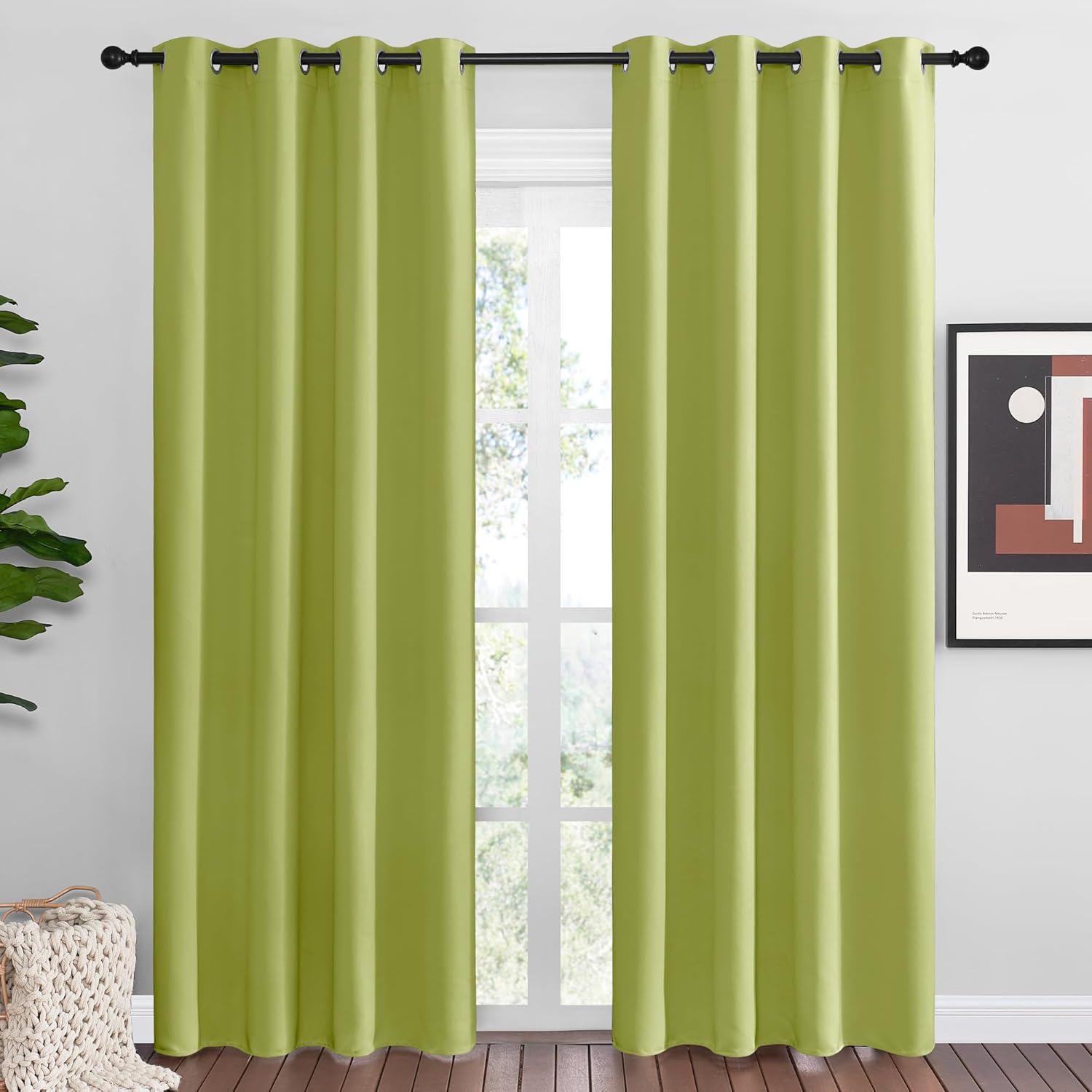 NICETOWN Fresh Green Blackout Curtains for Elegant Living Room