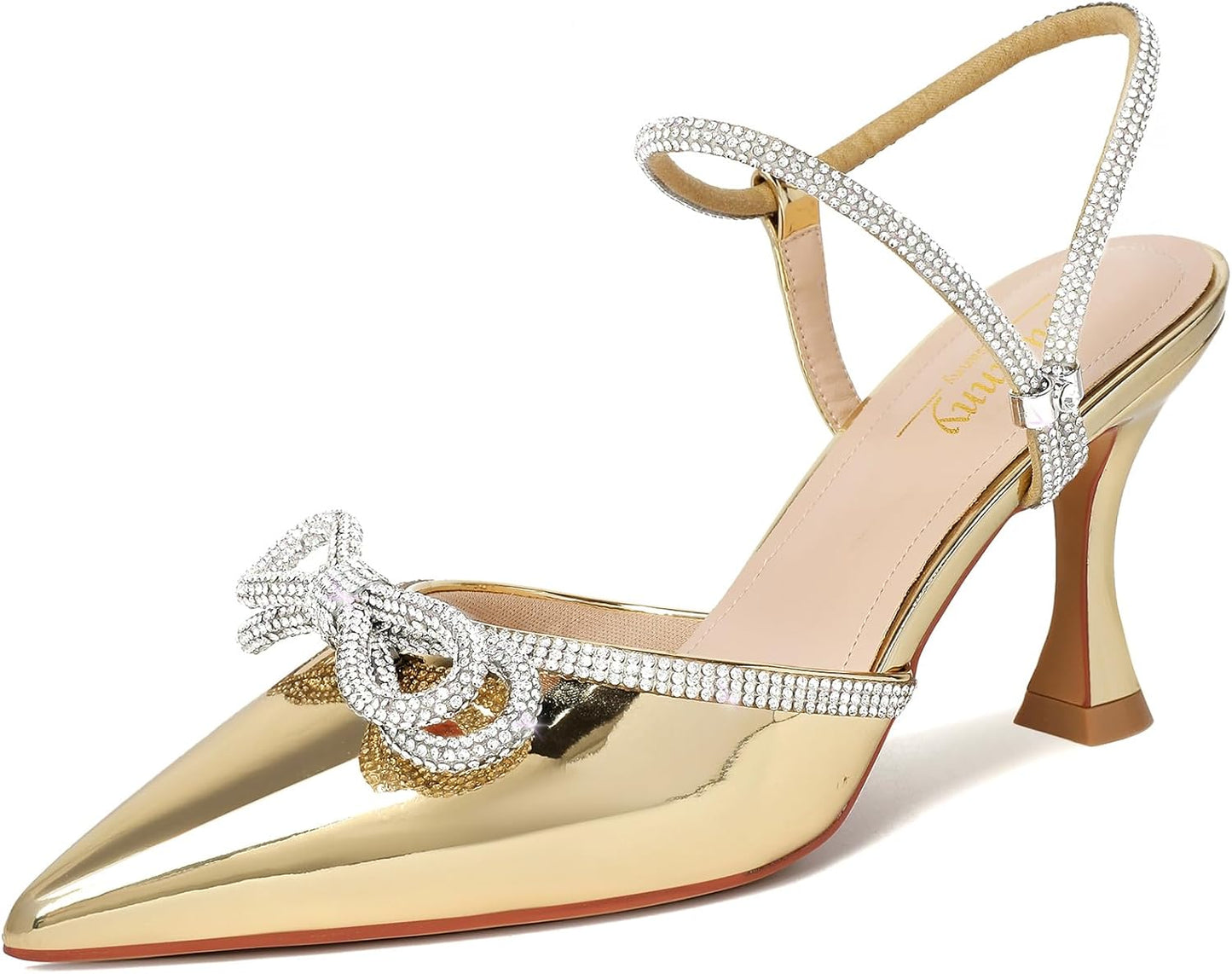 Susanny Women's Closed Toe Rhinestone Wedding Low Heel Pumps