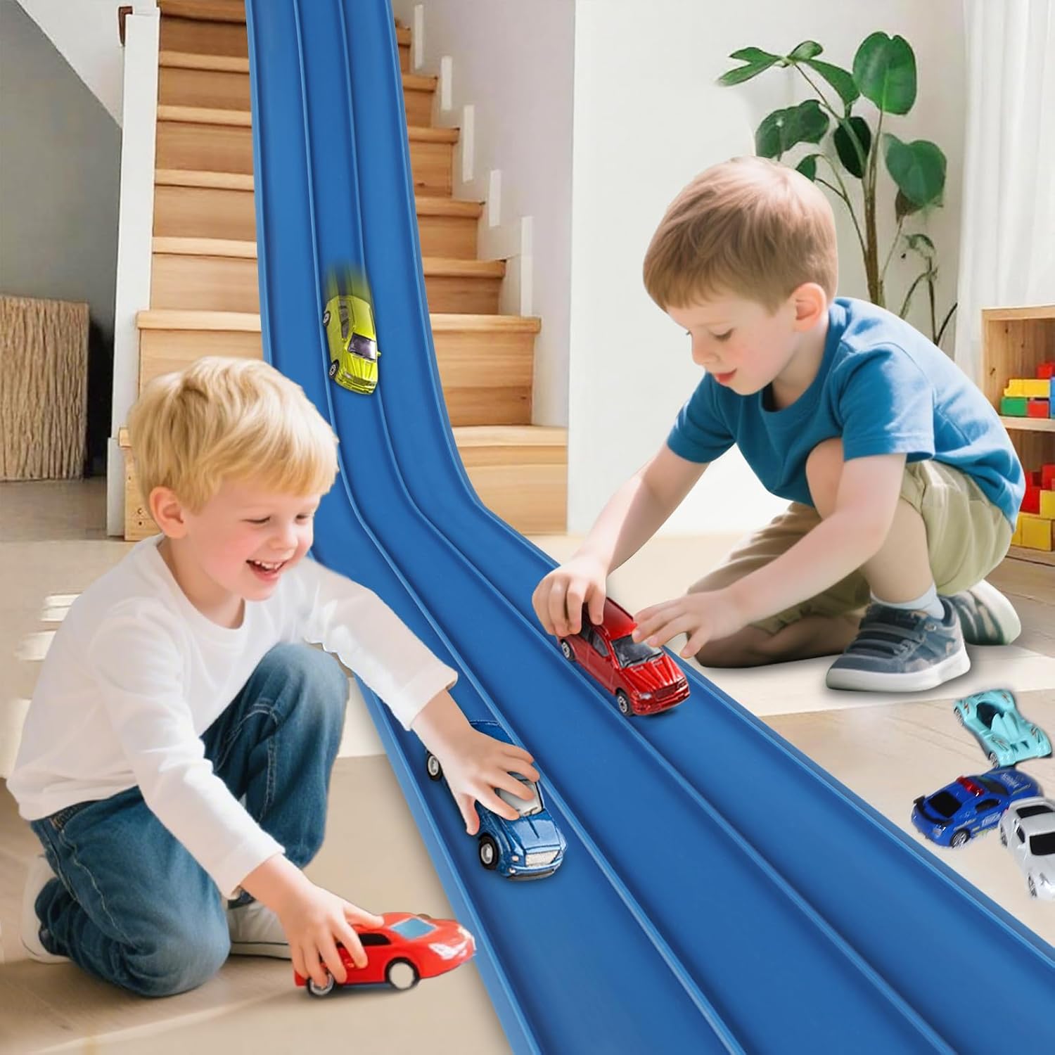 3-Lane Flexible Race Track for Kids - 15ft Racing Fun