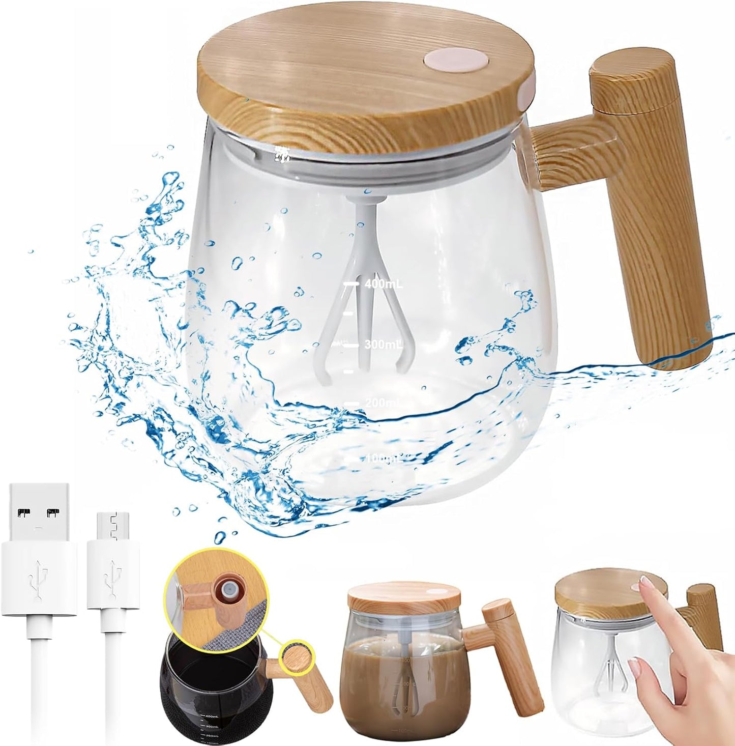 Rechargeable Self-Stirring Mug by Carjuvel - Effortless Mixing!