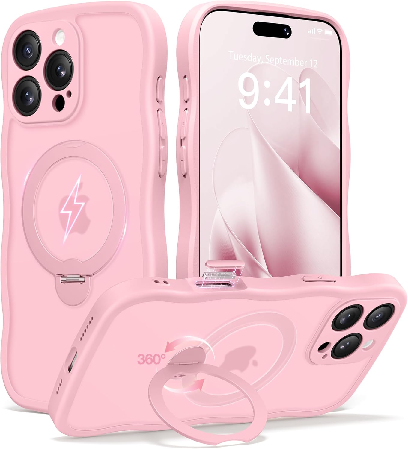CAPRARO iPhone 16 Pro Case with 360 Spin Magnetic Stand