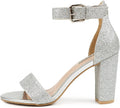 JOY IN LOVE Womens 3.5ft Chunky Block High Heels Ankle Strap Heeled