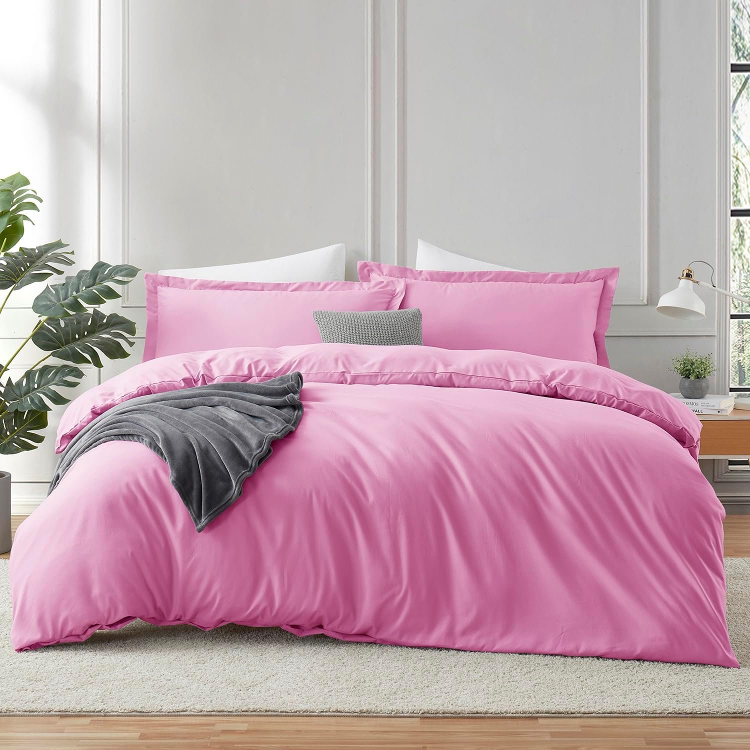 Light Pink Duvet Cover Set for California King Size Bedding