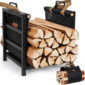 Firewood Rack Indoor Outdoor with Carrier - Compact Heavy Duty Log