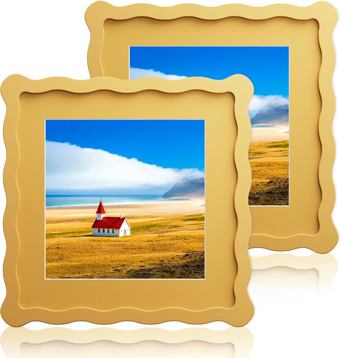 8X8 Wavy Picture Frame with Mat for 6X6 Photos - 2 Pack