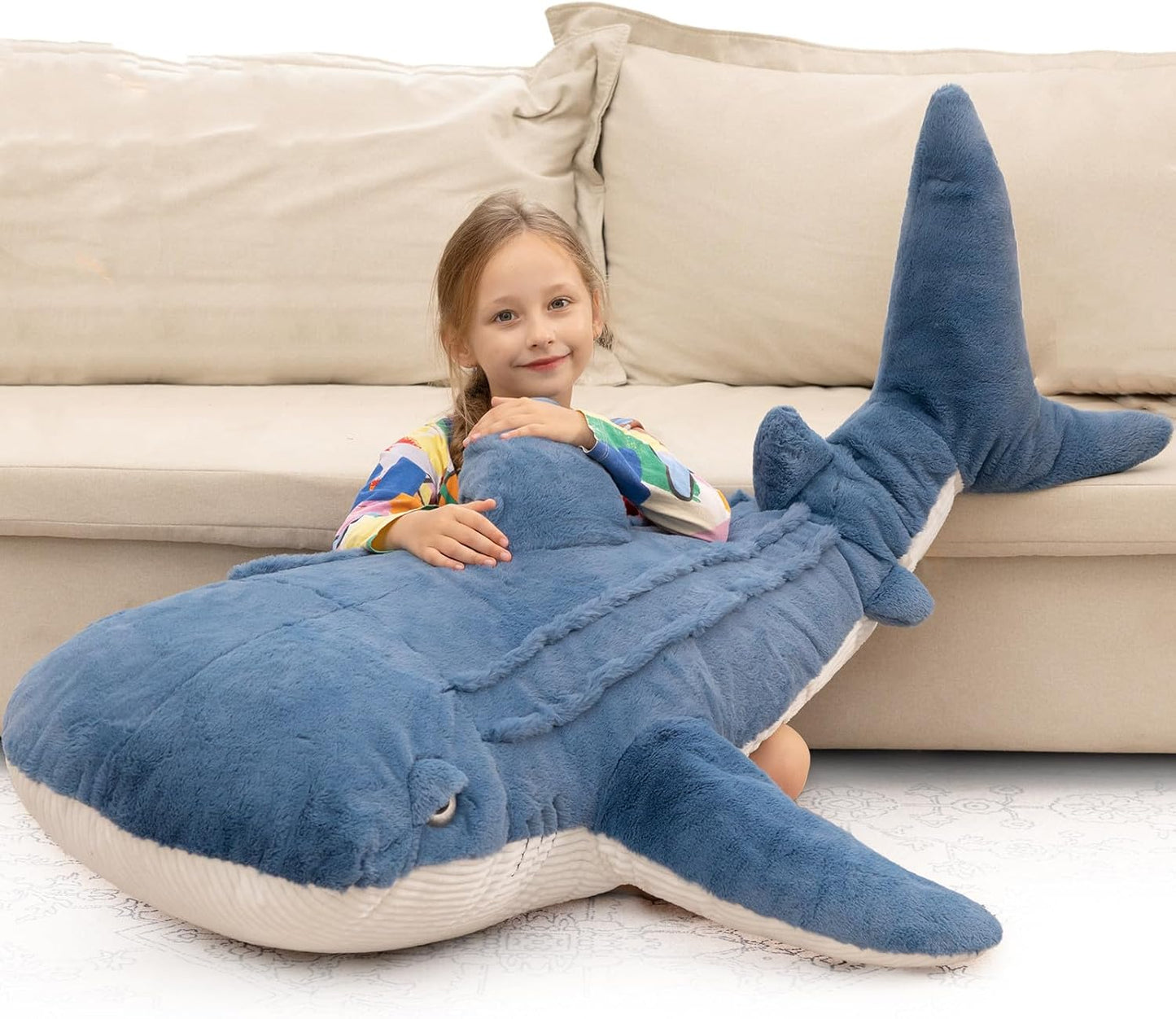 Giant Whale Shark Stuffed Animal - 51in Plush Toy for Kids