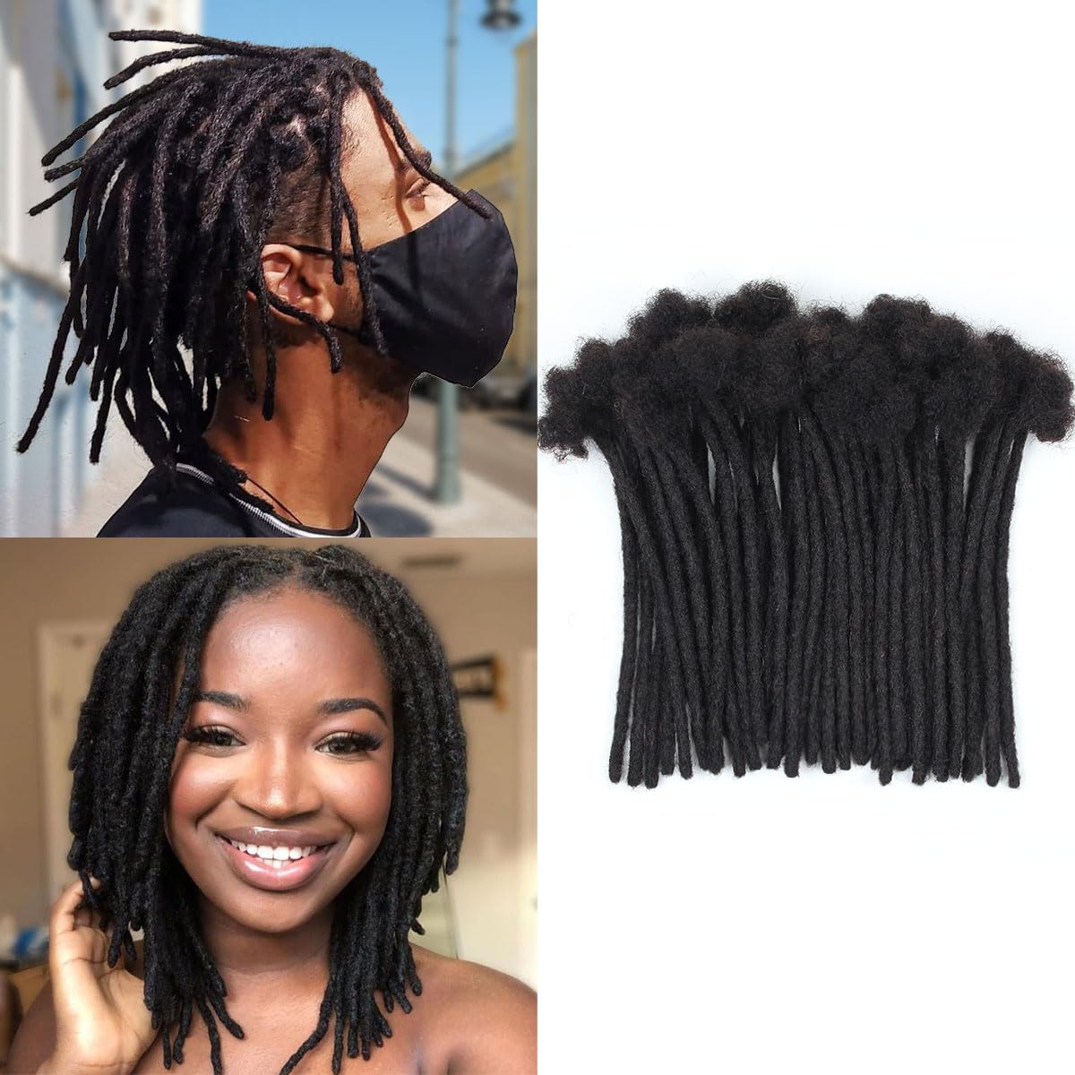 6 inch Human Hair Loc Extensions for Men and Women, 50 Strands