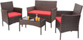 Homall 4 Pieces Patio Rattan Chair Wicker Set for Outdoor Use