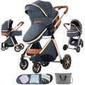 2 in 1 Baby Stroller Blue - One Click Folding Convertible Pushchair