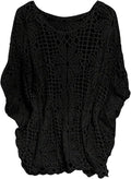MakeMeChic Women's Plus Size Boho Crochet Sweater Cover Up