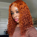 Ginger Orange Glueless Human Hair Deep Wave Bob Wig - Ready-to-Wear