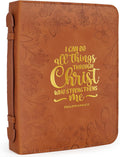 Leather Bible Cover Case for Women with Floral Design - Medium