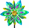 53 Inch Wind Spinner Outdoor Metal Peacock Wind Sculpture - Colorful
