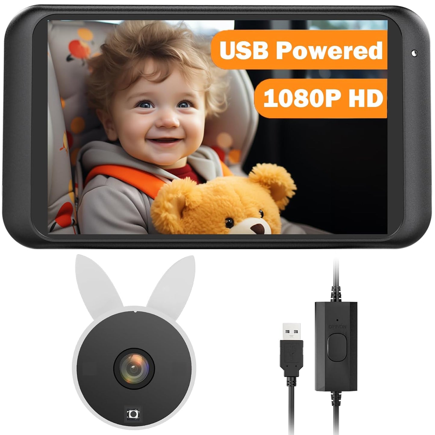 USB Car Camera for Baby: 4.5in HD Monitor with Night Vision