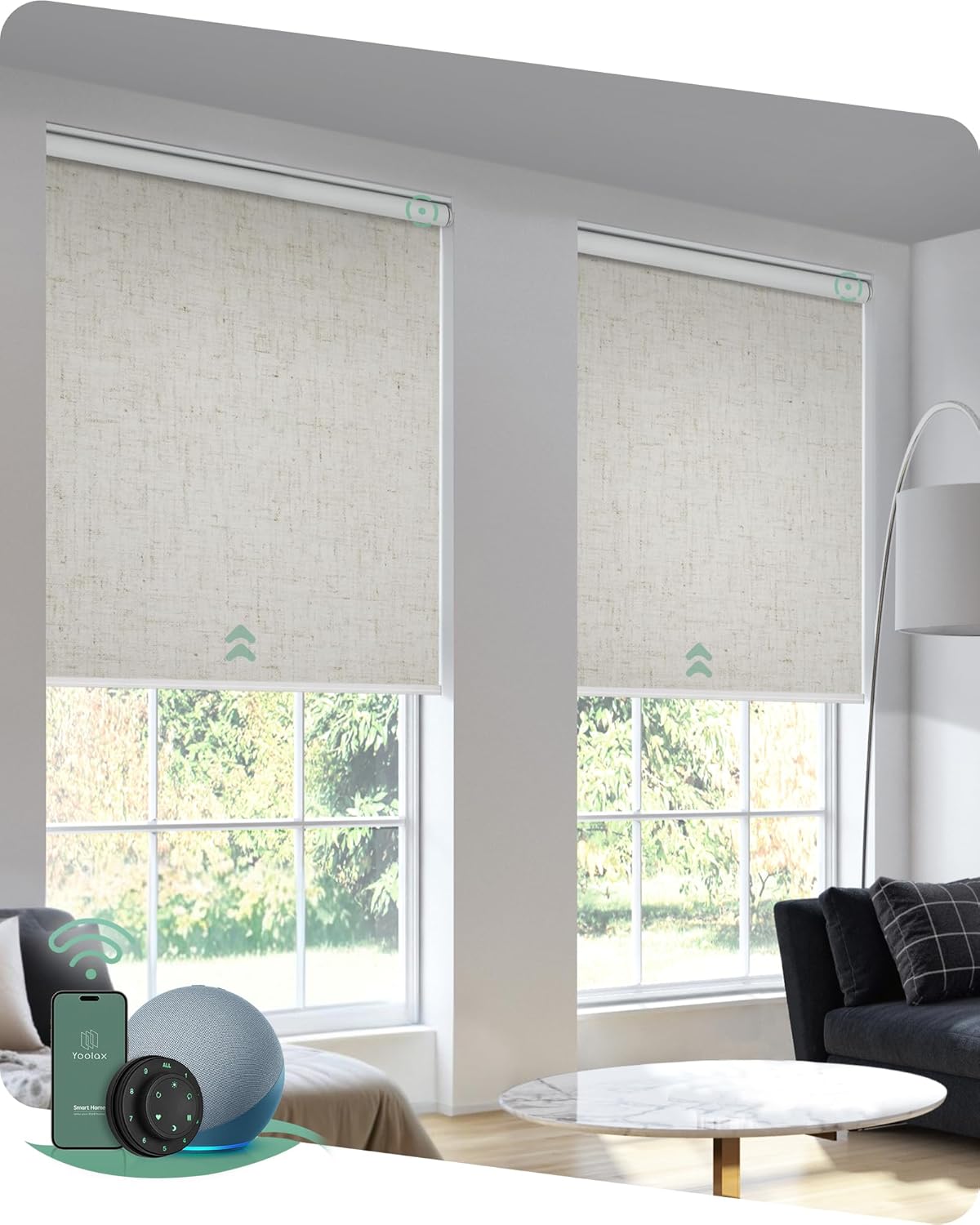 Yoolax Motorized Blinds with Remote for Smart Home Control