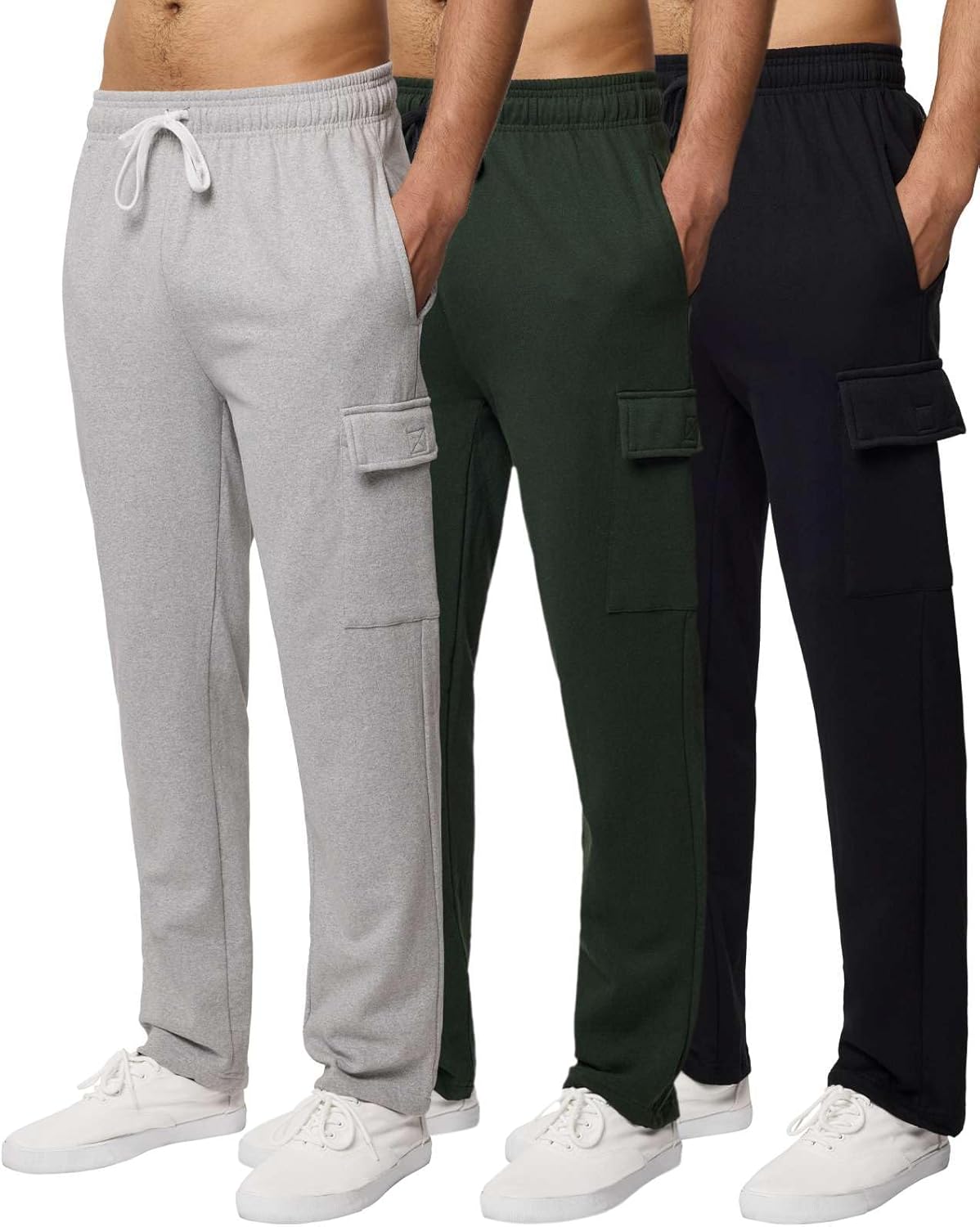 Real Essentials Men's Tech Fleece Cargo Sweatpants for Comfort