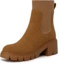 Athlefit Women's Chelsea Platform Ankle Boots - Chunky Lug Sole lining