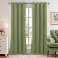 Sage Green Velvet Curtains 52 x 90 in - Light-Reducing Thermal Drapes