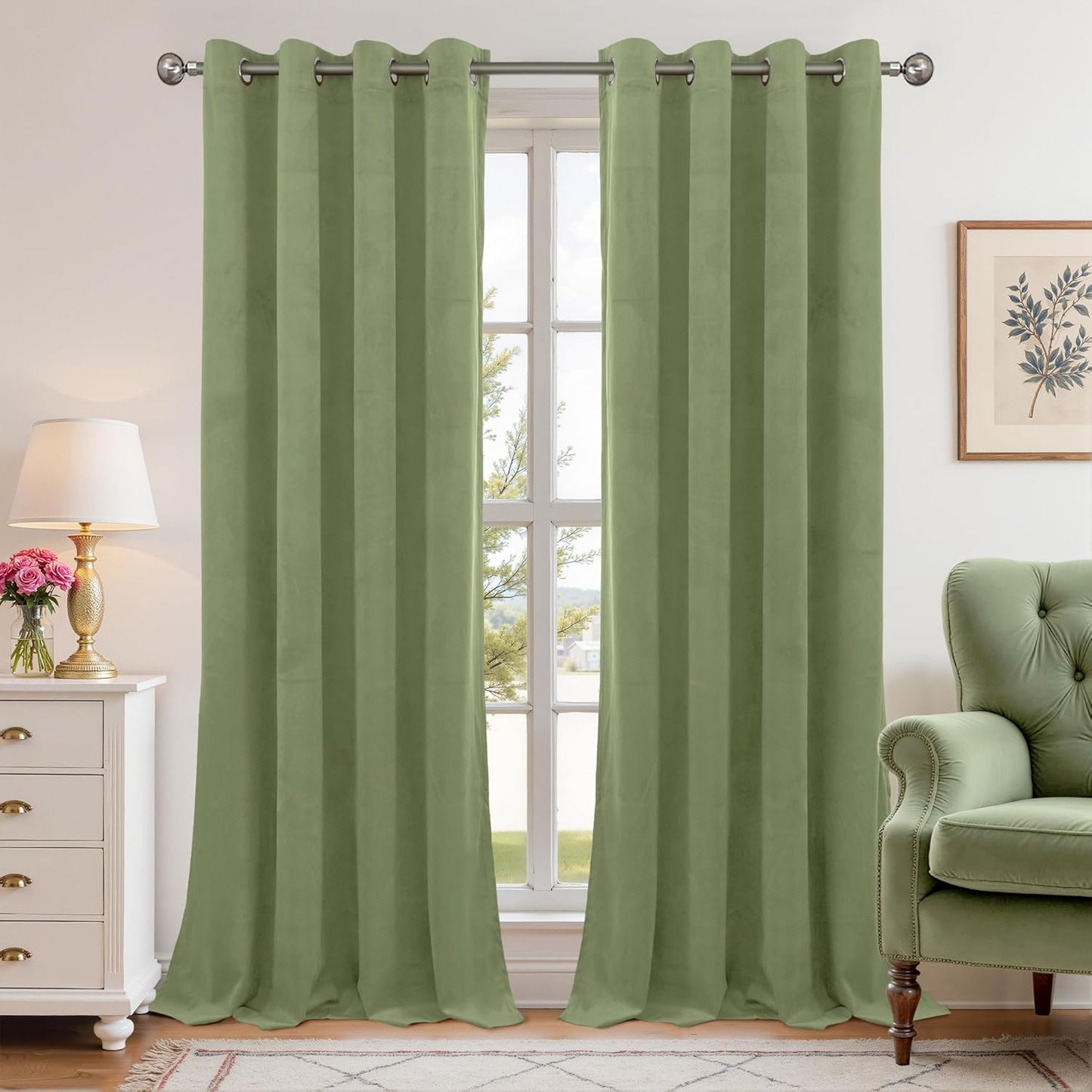 Elegant Sage Green Velvet Curtains for Cozy Living Spaces