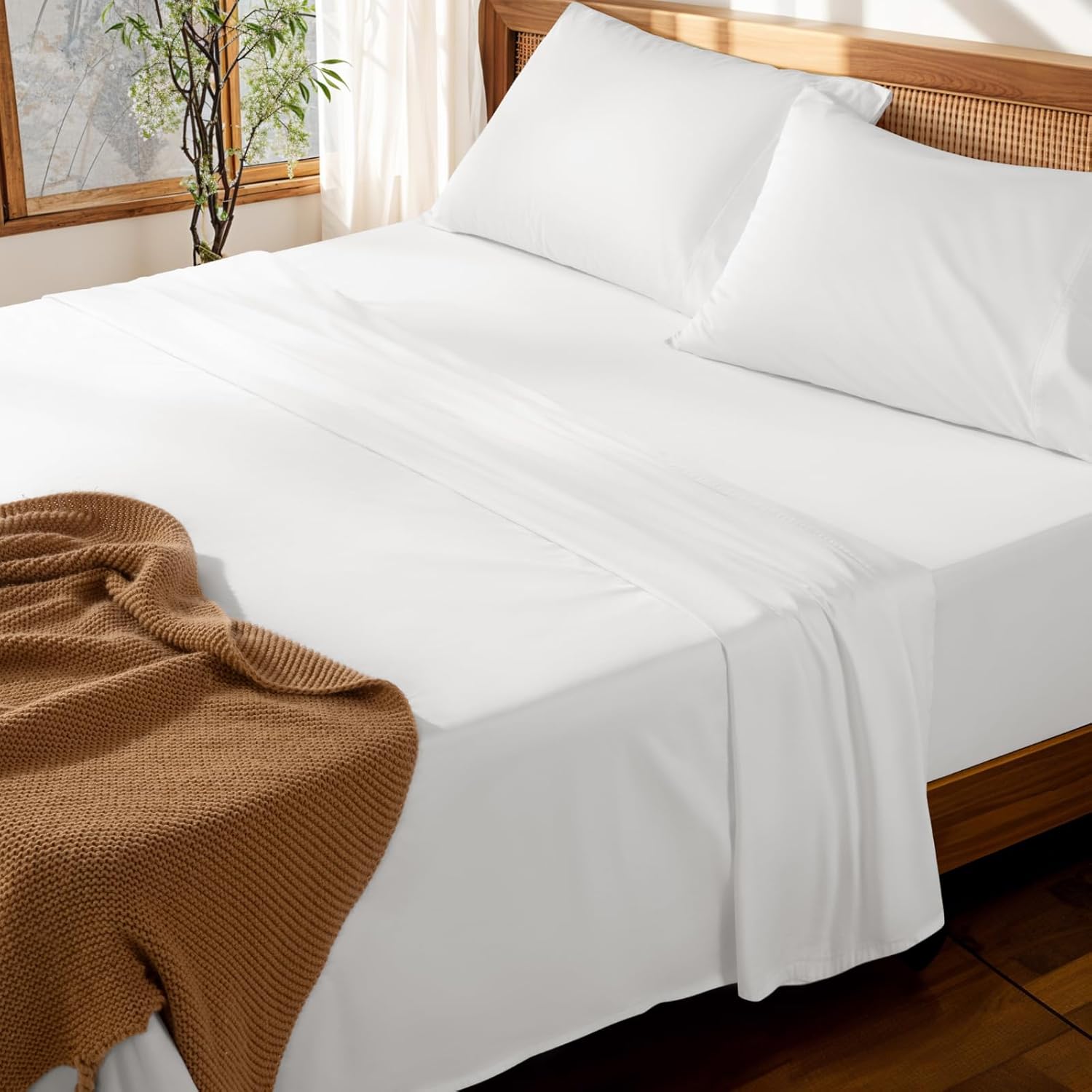 LBRO2M 100% Cotton King Size Sheet Set with Deep Pockets
