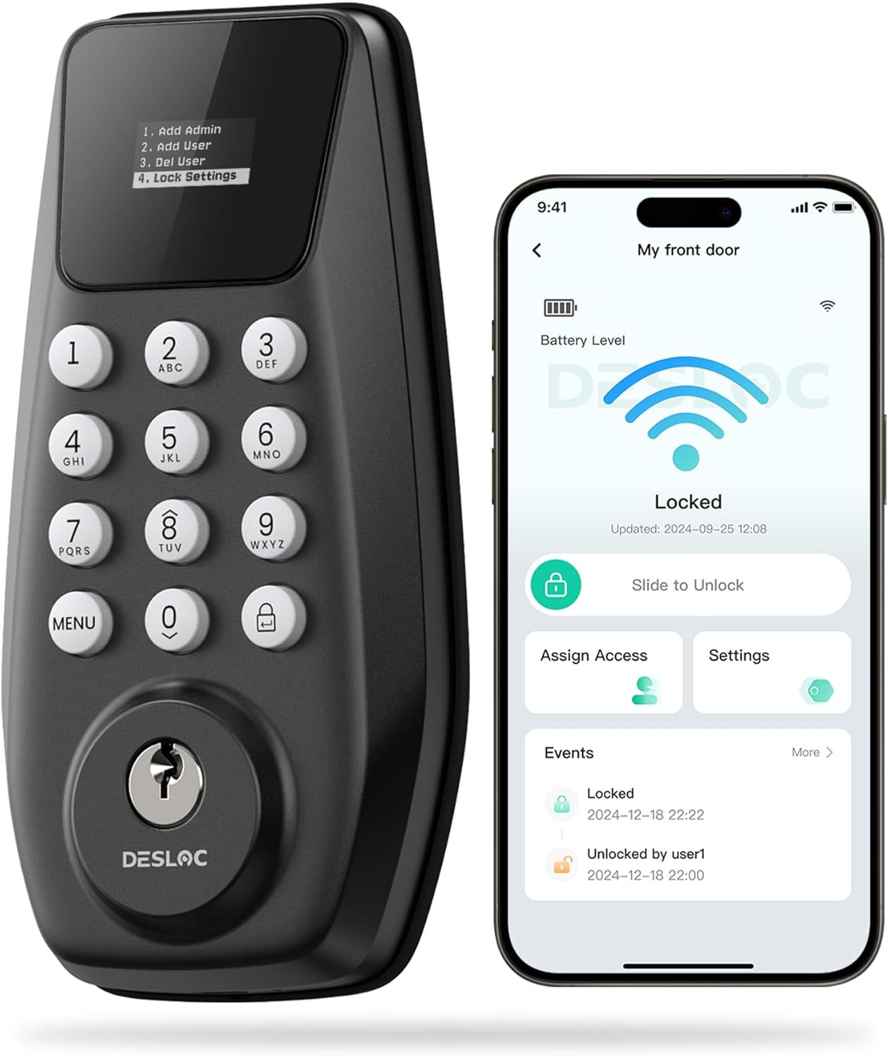 DESLOC C100 Plus Smart Lock with WiFi and Keyless Entry Features