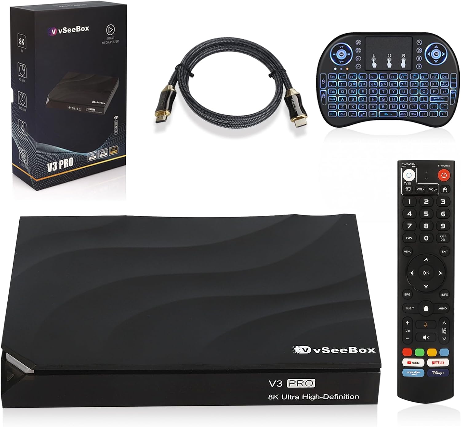 V3 PRO 2024 Newest Version with Voice Remote and 8K HDMI Cable
