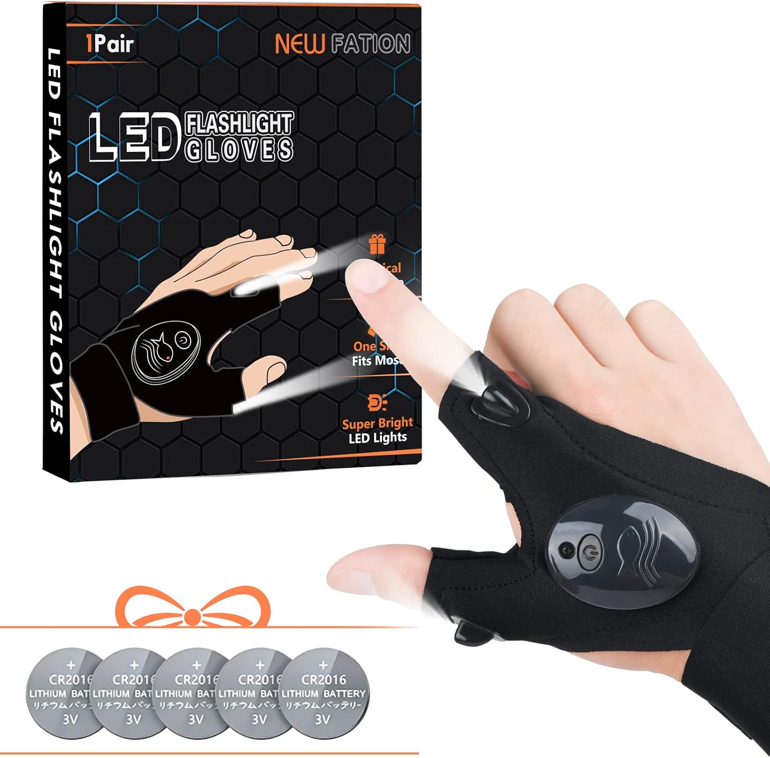 HOUSETEC LED Flashlight Gloves - Hands-Free Light