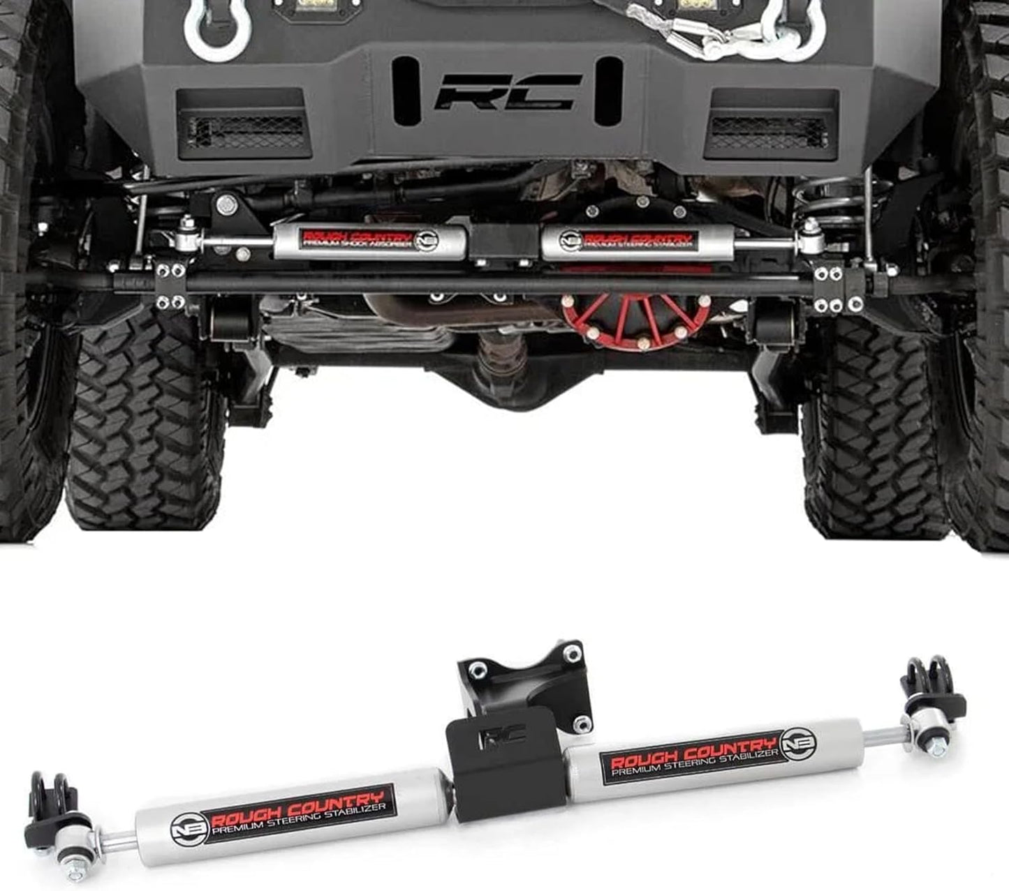 Rough Country N3 Dual Steering Stabilizer for Jeep Wrangler JK