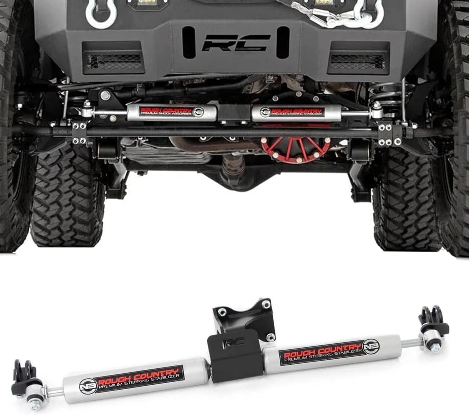Rough Country N3 Dual Steering Stabilizer for Jeep Wrangler JK