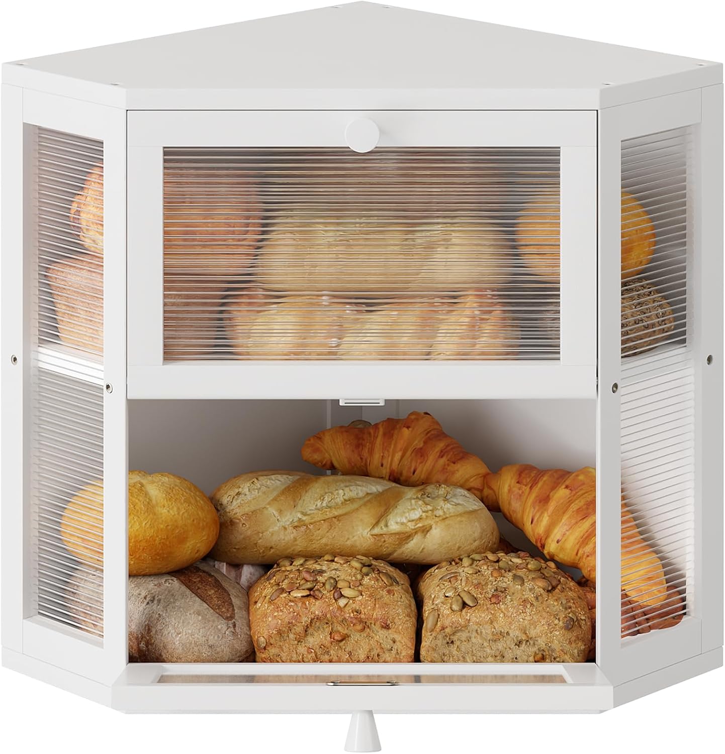 WOWLIVE Corner Bread Box for Kitchen Countertop Storage Solution