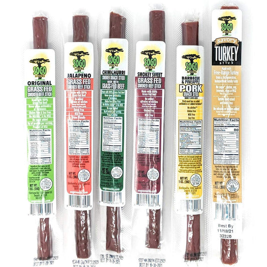 6 Flavor Variety Meat Sticks - Healthy Jerky Snacks for All