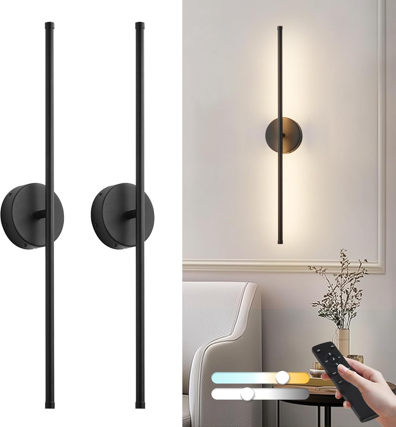 Removable Battery Operated Wall Sconces with Remote Control
