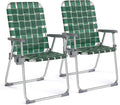 Folding Aluminum Webbed Lawn Chair 2 Pack - Tall, Portable Comfort