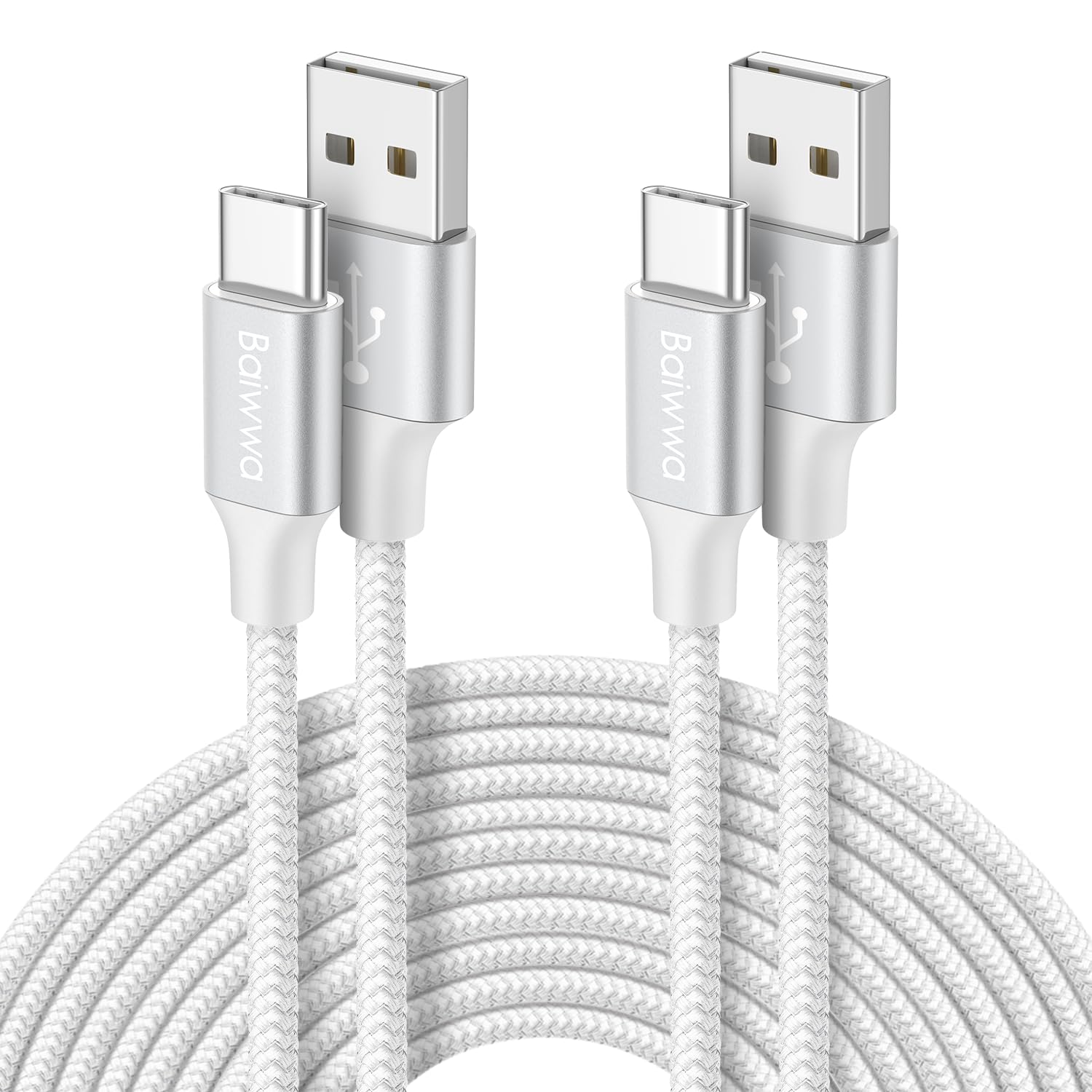 Baiwwa 10ft White USB C Cable: Faster Charging x2