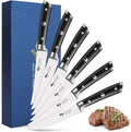 MAD SHARK Steak Knives Set of 6 - Premium 12.6in Serrated Set