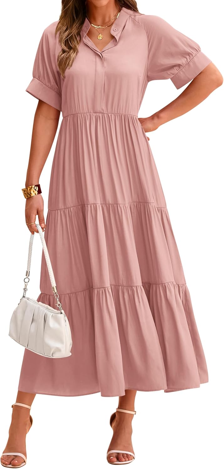 Dowerme Women's Summer Dresses 2025 Casual Short Sleeve Style