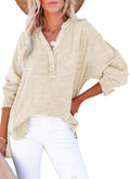 Dokotoo Womens Button V Neck Long Sleeve Oversized Blouse - Casual