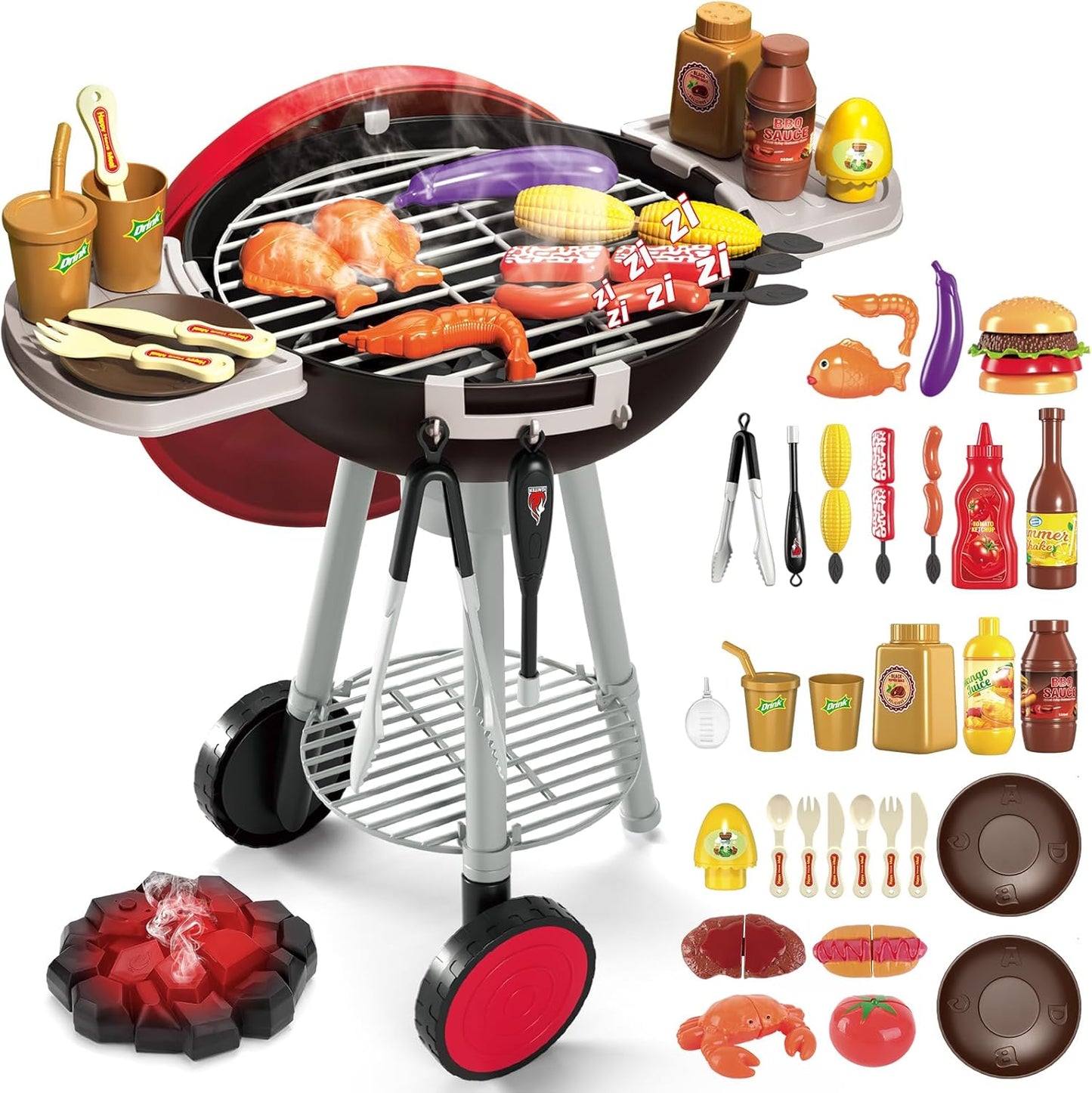deAO Kids BBQ Grill Playset - Realistic Smoke & Sound Effects!
