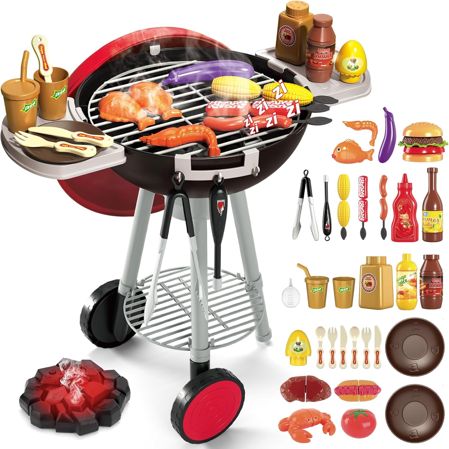 deAO Kids BBQ Grill Playset - Realistic Smoke & Sound Effects!