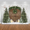 Mocsicka Christmas Wood House Backdrop for Holiday Portraits