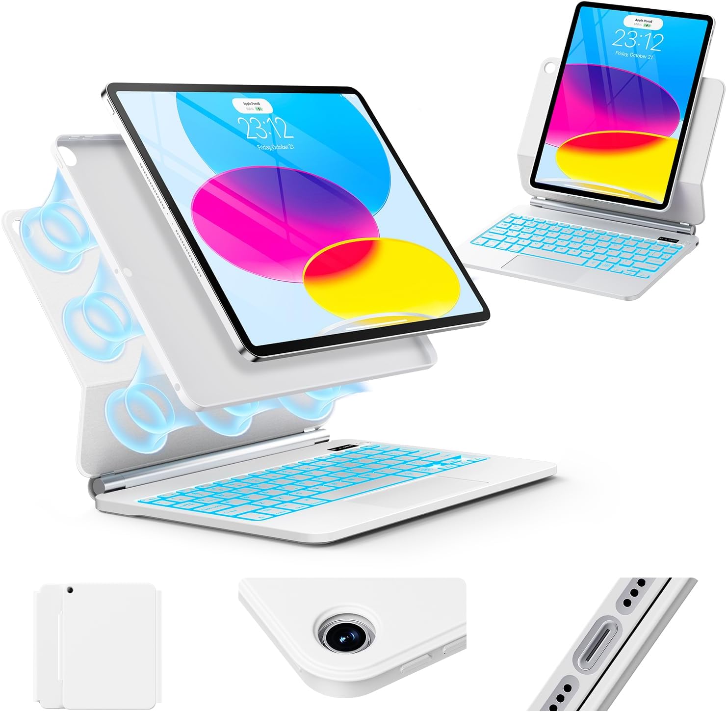 iPad 11th/10th Gen Case with Keyboard and Floating Stand